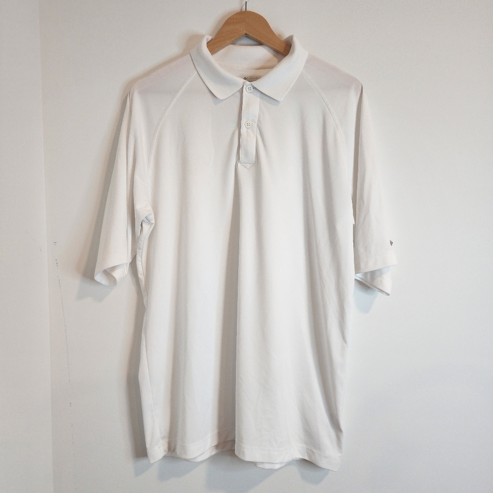 Columbia Omni Shade Mens Large White Performance Golf Polo Short Sleeve